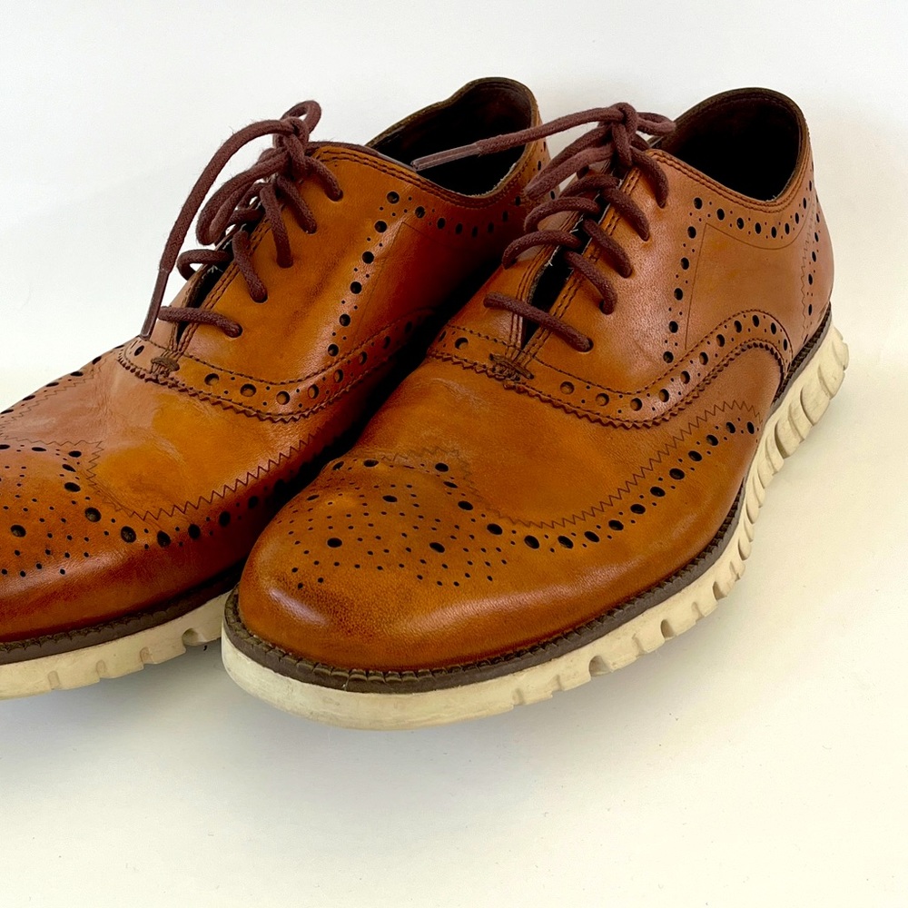 Cole Haan Men ZEROGRAND Wingtip Oxfords Size 10 British Tan